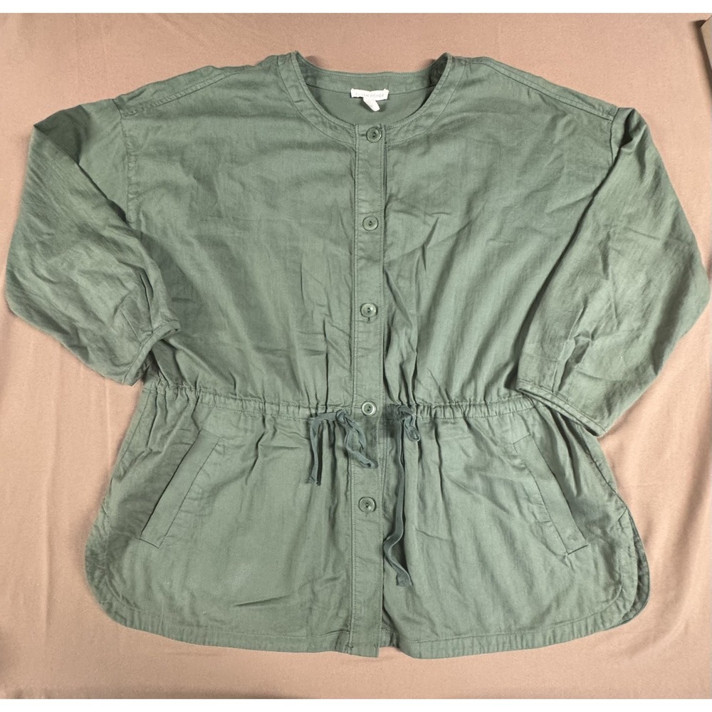 Eileen Fisher Green 100% Organic Cotton Jacket Women's Large